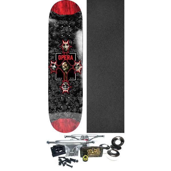 Opera Skateboards Control Black / Red Skateboard Deck EX7 Pop Slick - 8.38" x 32" - Complete Skateboard Bundle